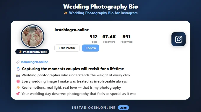 Wedding Photography Bio for Instagram